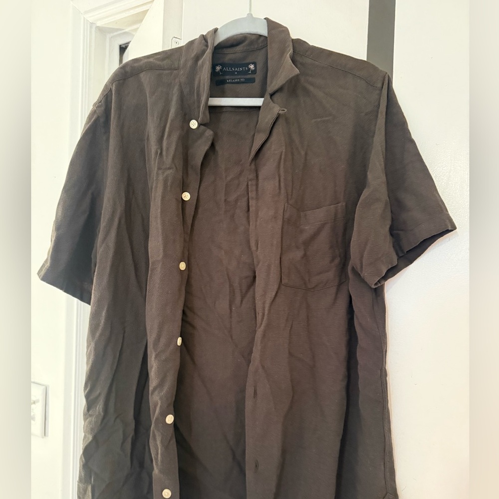 All Saints Brown Short Sleeve Shirt